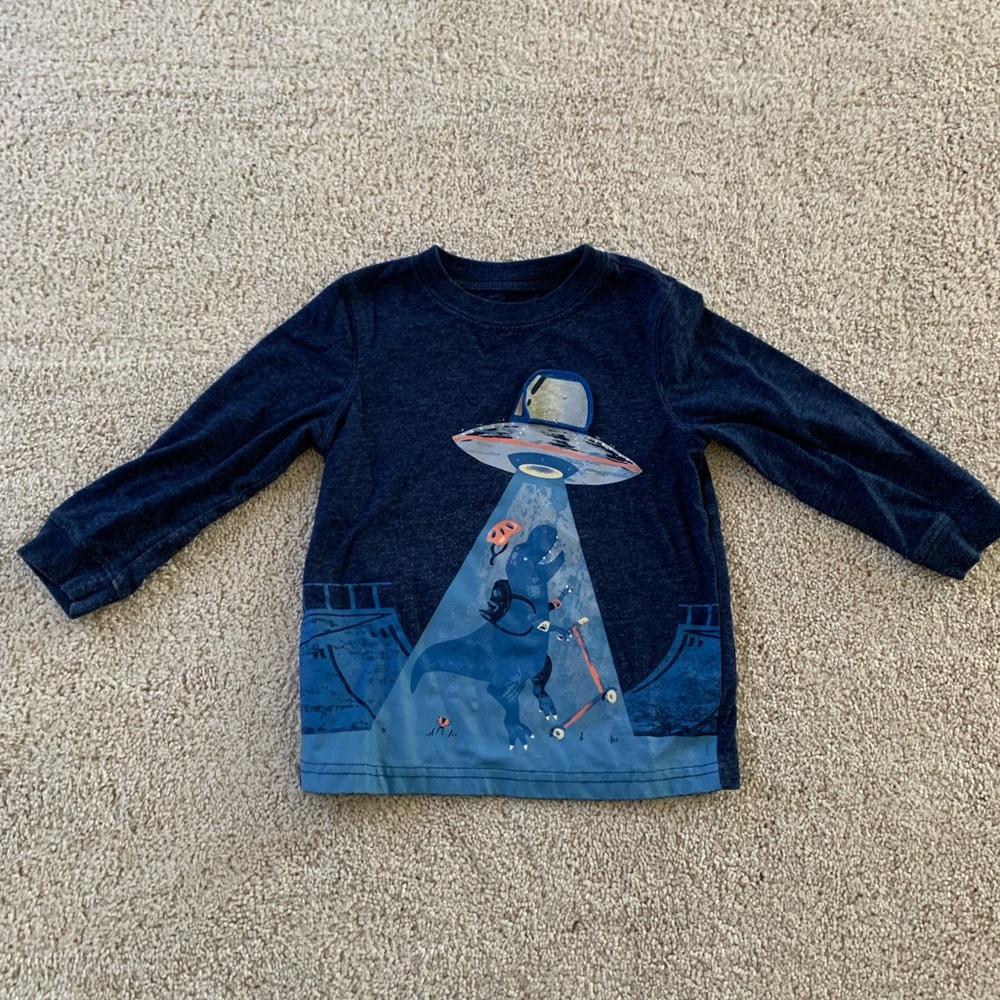 Kids Navy Blue UFO Graphic Long Sleeve Shirt